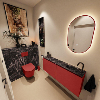 MONDIAZ TURE-DLUX Meuble toilette - 120cm - Fire - EDEN - vasque Lava - position droite - 1 trou de robinet