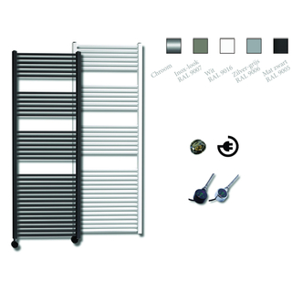 Sanicare Elektrische Design Radiator - 172 x 60 cm - 1127 Watt - thermostaat zwart linksonder - zilver grijs