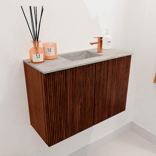 Mondiaz JOYA-DLUX 60cm toiletmeubel - kleur Ruby - Wastafel FAYE positie Midden 1 kraangat kleur Glace.
