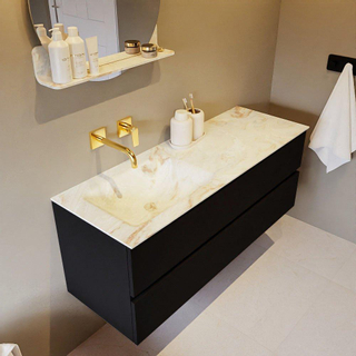 Mondiaz VICA-DLUX ensemble de meuble de salle de bain - 130cm - meuble sous-vasque urban - 2 tiroirs - lavabo encastré cloud gauche - sans trous de robinet - version haute de 60cm - frape