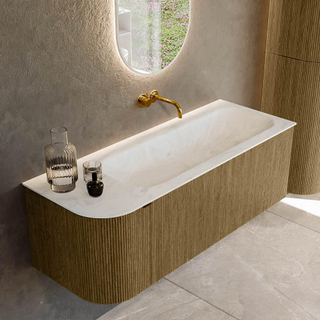 Mondiaz KURVE-DLUX Badkamermeubelset - 125x46x40cm - 1 lade - 1 deur - wastafel solid surface - rechts - zonder kraangat - Dusk