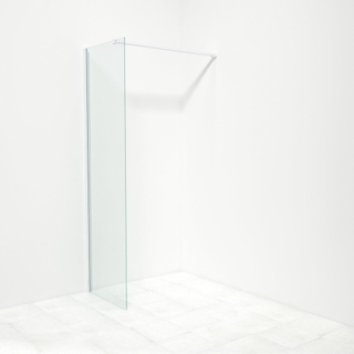 Saniclass Bellini Douche à l'italienne 60x200cm avec barre de renfort, verre clair 8mm et profilé Blanc mat