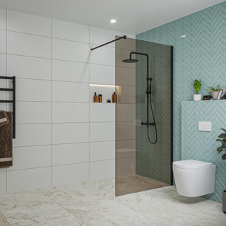 FugaFlow Eccelente Vetro Douche à l'italienne - 100x200cm - verre fumé - Noir mat