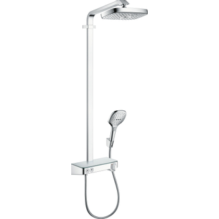 Hansgrohe Raindance Select E300 colonne de douche : avec tablette de douche 300 robinet thermostatique apparent avec douchette 3 jets et douche de tête 2 jets chrome