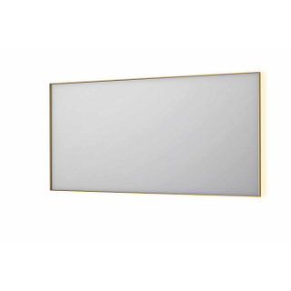 INK SP32 spiegel - 160x4x80cm rechthoek in stalen kader incl indir LED - verwarming - color changing - dimbaar en schakelaar - geborsteld mat goud