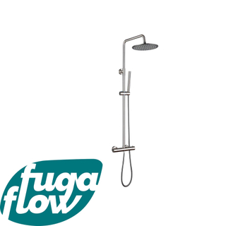 FugaFlow Eccelente Sobrado Badkamer Thermostatische Regendoucheset - 25cm - ronde hoofddouche - staafhanddouche - geborsteld RVS PVD