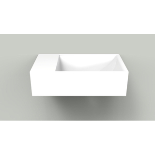 Arcqua marble lave-mains libre 40x22x12cm sans trou de robinet évier droit blanc brillant