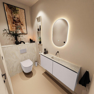 MONDIAZ TURE-DLUX Meuble toilette - 120cm - Cale - EDEN - vasque Ostra - position centrale - sans trou de robinet
