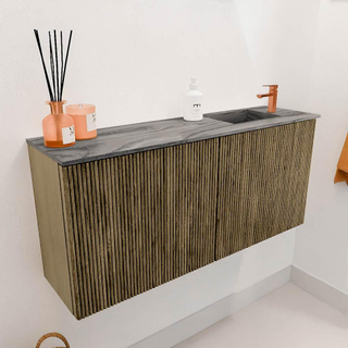 Mondiaz JOYA-DLUX 90cm meuble de toilette - couleur Dusk - Vasque FAYE position Droite 1 trou de robinet couleur Sombra.