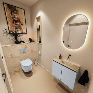 MONDIAZ TURE-DLUX Meuble toilette - 60cm - Clay - EDEN - vasque Frappe - position droite - sans trou de robinet