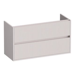 BRAUER Adore Wavy wastafelonderkast ondiep 100 2 softclose lades - greeploos - 1 sifon uitsparing - mat zand