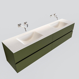 ENSEMBLE DE MEUBLE MONDIAZ VICA - 200 cm - 4 tiroirs - lavabo Cloud double - 0 trous de robinet - solid surface army