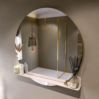 Mondiaz SPOT Badkamerspiegel - rond 110cm - spiegelplanchet - kleur Rosee