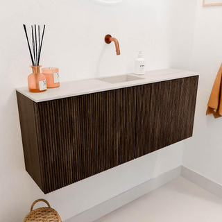 Mondiaz JOYA-DLUX 100cm meuble de toilette - couleur Walnut - Vasque FAYE position Milieu Sans trou de robinet couleur Meli.