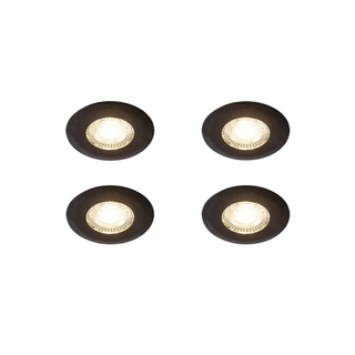 QAZQA Ulo Inbouwspot - set van 4 - 8.2x8.2cm - incl. LED - 3 staps dimbaar - IP65 - rond - mat zwart