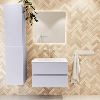 Mondiaz VICA Ensemble de meuble de salle de bain - 70cm - meuble sous-vasque cale - 2 tiroirs - lavabo cloud milieu - 1 trou de robinet - version haute 60cm - talc