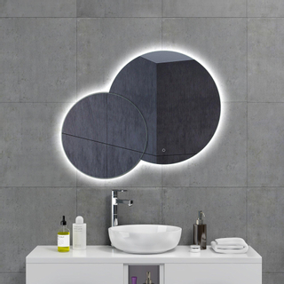 HR Meubles de salle de bain Duet-L miroir 112x90cm à intensité variable LED avec chauffage