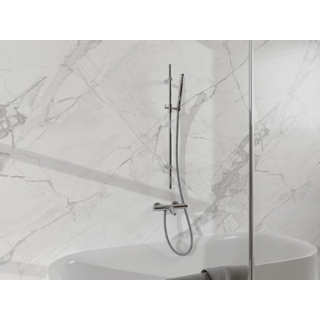 FortiFura Calvi Mitigeur baignoire - avec barre curseur - douchette stick - flexible en métal - Chrome