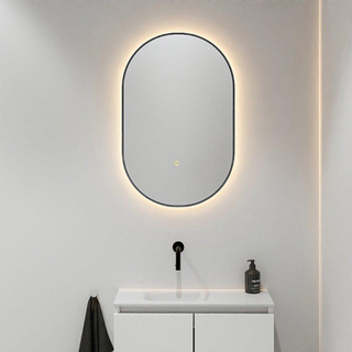 Mondiaz GLOW Miroir de salle de bains - Ovale - 45x90cm - Éclairage LED indirect - capteur de mouvement - Dark Grey (Gris)