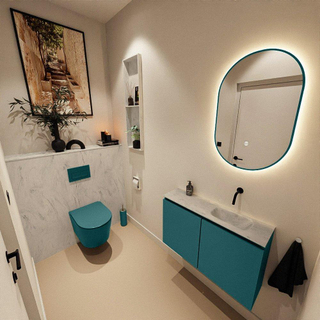 MONDIAZ TURE-DLUX Meuble toilette - 80cm - Smag - EDEN - vasque Opalo - position droite - sans trou de robinet
