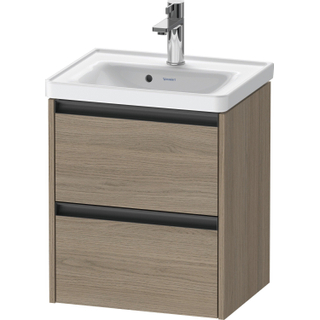 Duravit ketho meuble sous 2 lavabos avec 2 tiroirs 48.4x37.5x54.9cm avec poignées chêne anthracite terra matte