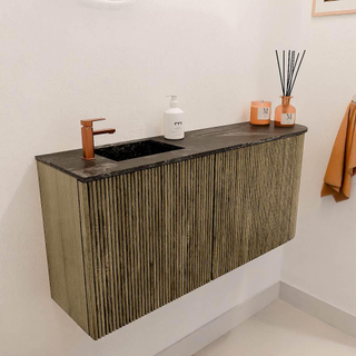 Mondiaz JOYA-DLUX 91.6cm toiletmeubel - ronding rechts kleur Dusk - Wastafel FAYE positie Links 1 kraangat kleur Lava.