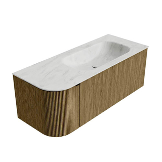 Mondiaz KURVE-DLUX Badkamermeubelset - 115x46x40cm - 1 lade - 1 deur - wastafel solid surface - rechts - zonder kraangat - Dusk