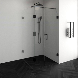 BRAUER Create Cabine de douche carrée en 3 parties 100x100cm sans profilé avec verre de sécurité anticalcaire 8mm noir mat