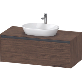 Duravit Ketho 2 wastafelonderbouwkast incl. consoleplaat met 1 lade 120x55x45.9cm met handgreep antraciet donker noten mat