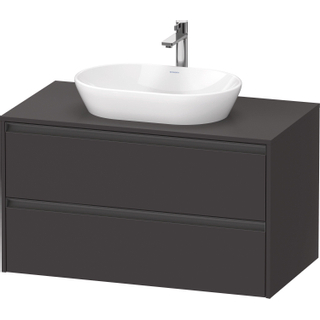 Duravit ketho 2 meuble sous lavabo avec plaque console et 2 tiroirs 100x55x56.8cm avec poignées anthracite graphite super mat