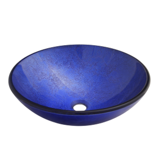 Saniclass Pesca Dark Blue Waskom - 42x42x14.5cm - rond - gehard glas - donker blauw SHOWROOMMODEL
