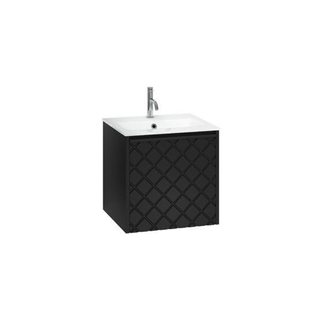 Crosswater Vergo ensemble de meubles de salle de bain - 49.8x47.6x45.5cm - 1 lavabo verre - blanc - 1 trou pour robinet - 1 tiroir - noir mat