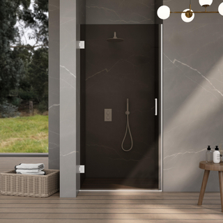 FugaFlow Eccelente Vetro Porte de douche - 90x200cm - charnières - poignée de porte - plate - verre fumé - Blanc mat