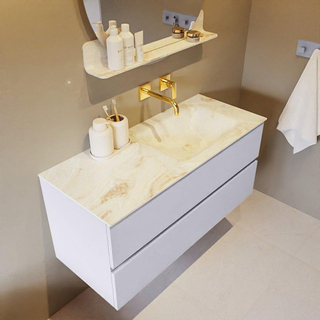 Mondiaz VICA-DLUX ensemble de meuble de salle de bain - 110cm - meuble sous-vasque cale - 2 tiroirs - lavabo encastré cloud droite - sans trous de robinet - version haute de 60cm - frape