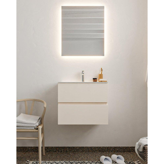 Mondiaz VICA Meuble Linen avec 2 tiroirs 60x50x45cm vasque lavabo Cloud centre 1 trou de robinet