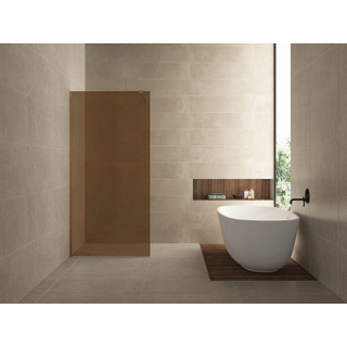 Wiesbaden Slim Douche à l'italienne - 100x200cm - verre fumé bronze - 8mm - anticalcaire - sans profilé ni barre de renfort