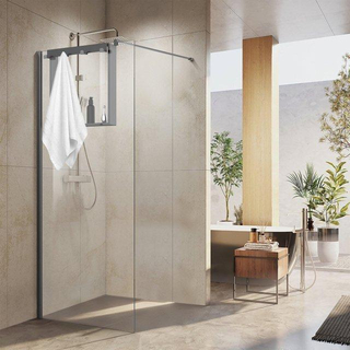 FugaFlow Eccelente Acces schap met 4 haken - voor douchewand - 50x50x6.5cm - gunmetal