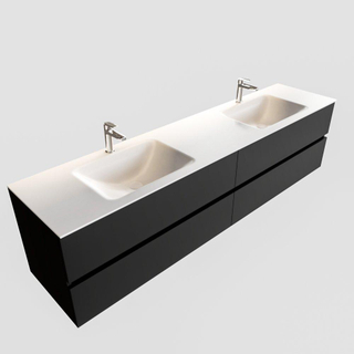 MONDIAZ VICA Ensemble de meuble salle de bain - 200cm - 4 tiroirs - lavabo Cloud double - 2 trous de robinet - solid surface urban