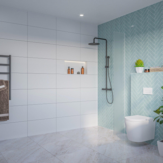 FugaFlow Eccelente Vetro Douche à l'italienne - verre mat - 30x200cm - 8mm - nano - profil encastré aveugle