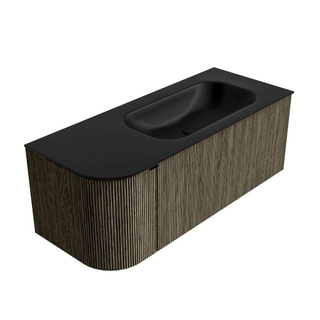 Mondiaz KURVE Badkamermeubelset - 115x46x40cm - 1 lade - 1 deur - wastafel solid surface - rechts - zonder kraangat - Shadow