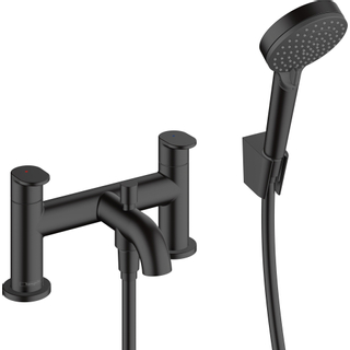Hansgrohe Vernis badkraan 2-gats badrand met docuheset mat zwart - mist handdouchehouder - OUTLET UDEN