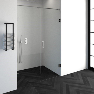 BRAUER Void nisdeur 2-delig helder glas 140x200 omkeerbaar met draaideur 70 aan muur incl. glascoating chroom