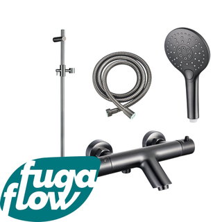 FugaFlow Eccelente Sobrado Badkamer badkraan met glijstangset met ronde handdouche, metalen doucheslang gunmetal