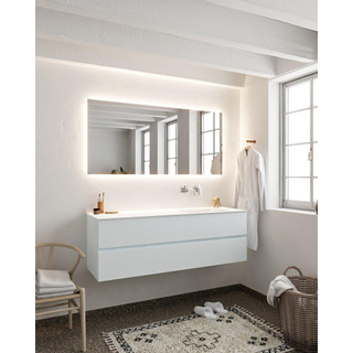 Mondiaz VICA ensemble de meuble de salle de bain - 150cm - meuble sous-vasque argile - 2 tiroirs - lavabo nuage droite - sans trou de robinet version XL 60cm de haut