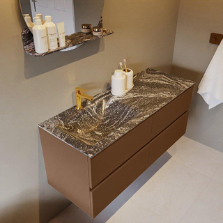 Mondiaz VICA-DLUX ensemble de meuble de salle de bain - 120cm - meuble sous-vasque reposant - 4 tiroirs - lavabo encastré cloud gauche - 1 trou de robinet - version haute de 60cm - lave