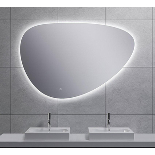 Wiesbaden Uovo Spiegel asymetrisch 120cm met spiegelverwarming met LED verlichting rondom dimbaar