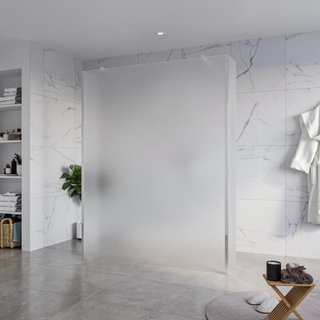 FugaFlow Eccelente Vetro Douche à l'italienne libre - 160x200cm - Verre mat - anti-calcaire - verre de sécurité 8mm - 2 parois latérales 40cm - avec bras muraux et profils d'angle - Chrome -