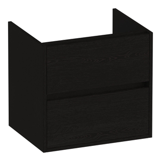 BRAUER Adore wastafelonderkast - 60x46x55cm - 2 softclose lades - greeploos - 1 sifon uitsparing - Timber Black