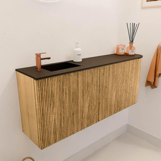 Mondiaz JOYA 101.6cm toiletmeubel - ronding rechts kleur Oak - Wastafel FAYE positie Links 1 kraangat kleur Urban.