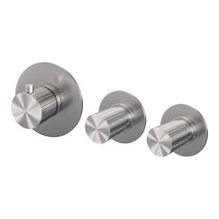 BRAUER Stripe Inbouwthermostaat - 2 stopkranen - in- en afbouwdelen - RVS-kleurig geborsteld PVD